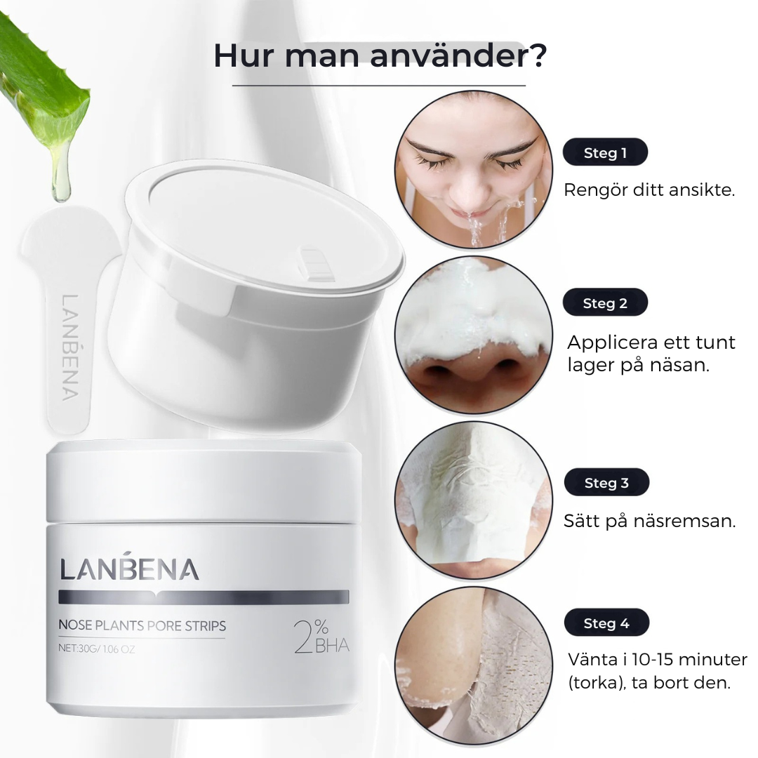 LANBENA AloPure™ – Blackhead-kräm + 60 nässtrips för porrengöring